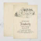 おとぎ話の古城ヴィンテージベイビーシャワー 招待状 (正面/裏面)