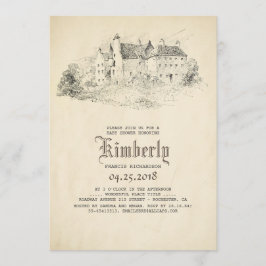 おとぎ話の古城ヴィンテージベイビーシャワー 招待状