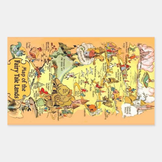おとぎ話の国の地図 長方形シール (正面)