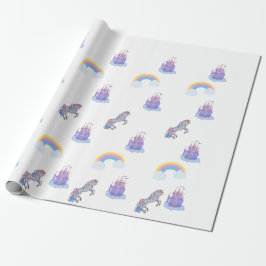 おとぎ話の城とユニコーン包み紙 ラッピングペーパー