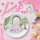 おとぎ話の城と白い馬の水色 ペーパープレート (パーティー)