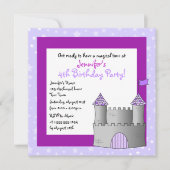 おとぎ話の城のテーマの子供の誕生日-紫色 招待状 (正面)