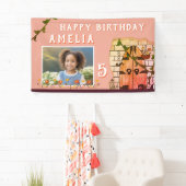 おとぎ話の城のドア花の誕生日パーティーの写真 横断幕 (インサイチュ)