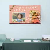 おとぎ話の城のドア花の誕生日パーティーの写真 横断幕 (トレードショー)