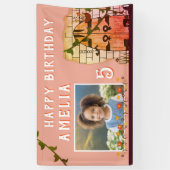 おとぎ話の城のドア花の誕生日パーティーの写真 横断幕 (縦)