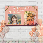 おとぎ話の城のドア花の誕生日パーティーの写真 横断幕