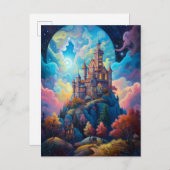 おとぎ話の城のファンタジーアート ポストカード (正面/裏面)