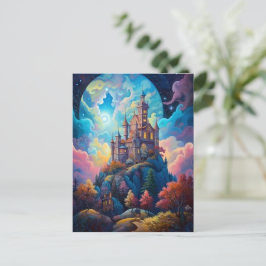 おとぎ話の城のファンタジーアート ポストカード (スタンド正面)