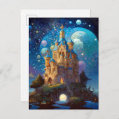 おとぎ話の城のファンタジーアート ポストカード (正面/裏面)