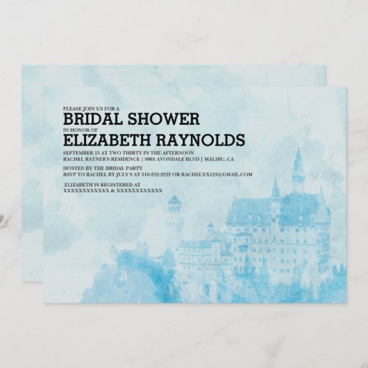 おとぎ話の城のブライダルシャワー招待状 招待状 (正面/裏面)