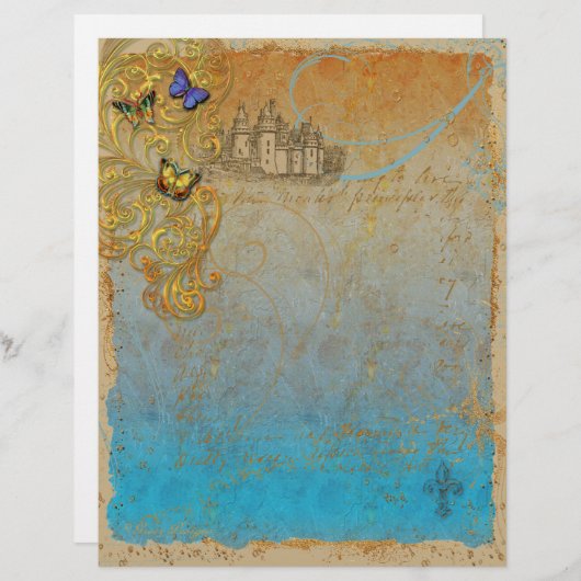 おとぎ話の城の文房具文字 (正面/裏面)