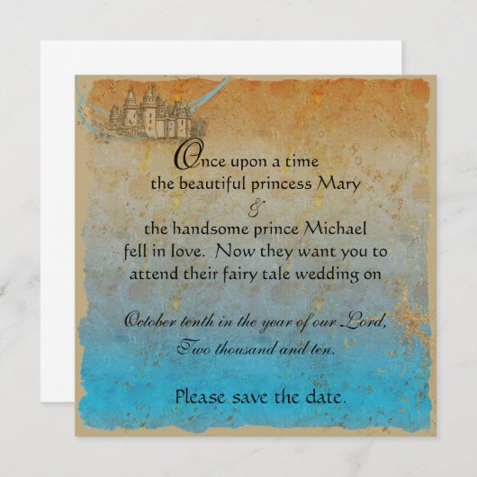 おとぎ話の城の日付カードを保存 セーブザデート (正面/裏面)