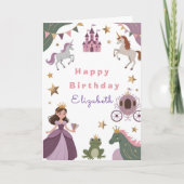 おとぎ話の城の赤ちゃんの女の子の誕生日パーティー カード (正面)