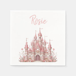 おとぎ話の城ガールピンクの誕生日パーティー スタンダードカクテルナプキン