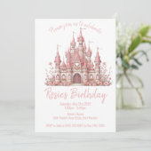 おとぎ話の城ガールピンクの誕生日パーティー 招待状 (スタンド正面)