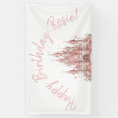 おとぎ話の城ガールピンクパーソナライズされたパーティー 横断幕 (縦)