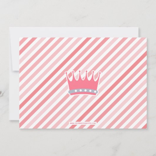 おとぎ話の城ピンクプリンセス写真誕生日 招待状 (裏面)