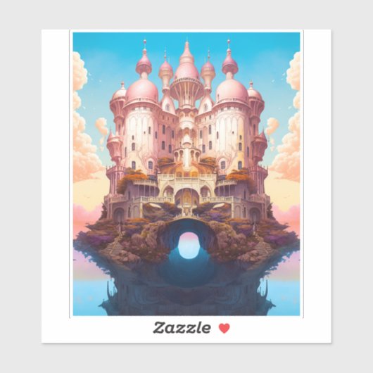 おとぎ話の城ピンクホワイト金ゴールドファンタジーアート シール (シート)