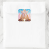 おとぎ話の城ピンクホワイト金ゴールドファンタジーアート スクエアシール (バッグ)