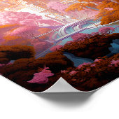 おとぎ話の城ピンクホワイト金ゴールドファンタジーアート ポスター (角)