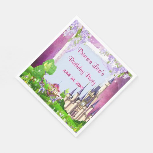 おとぎ話の城プリンセス誕生日パーティー スタンダードランチョンナプキン (角)