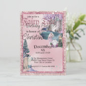 おとぎ話の妖精たちがピンクに輝くクリスタルボール 招待状 (スタンド正面)