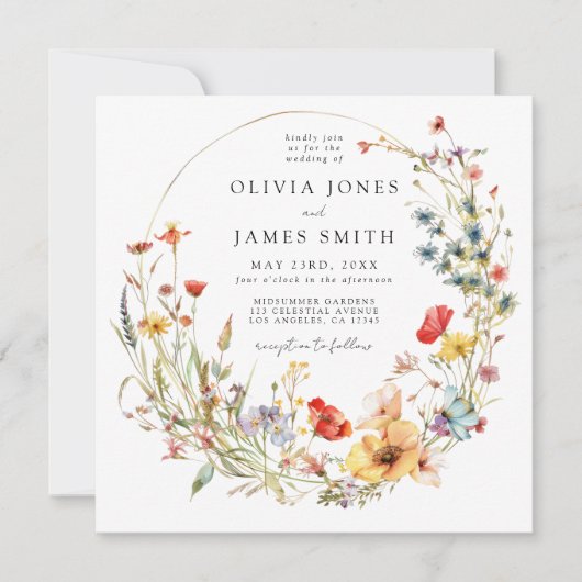 おとぎ話の山花結婚の花 招待状 (正面)