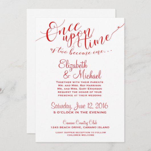 おとぎ話の招待状 Once Upon A Time - RED 招待状 (正面/裏面)
