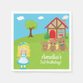 おとぎ話の時間ゴルディロックススリーベアーナプキン スタンダードカクテルナプキン