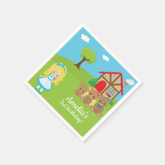 おとぎ話の時間ゴルディロックススリーベアーナプキン スタンダードカクテルナプキン (角)