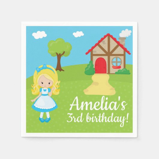 おとぎ話の時間ゴールディロックと3つのクマ スタンダードカクテルナプキン (正面)