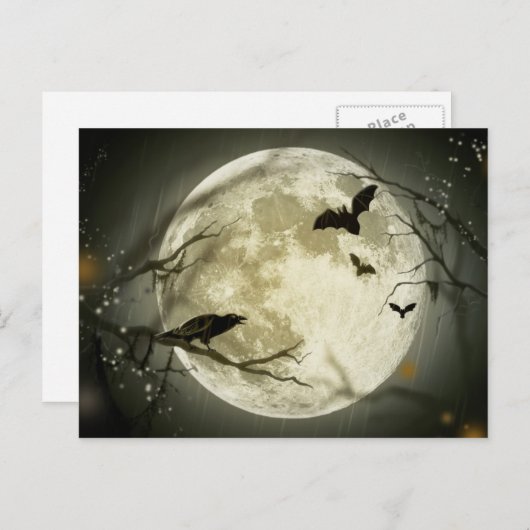 おとぎ話の月とハロウィーンの休日の謎 シーズンポストカード (正面/裏面)