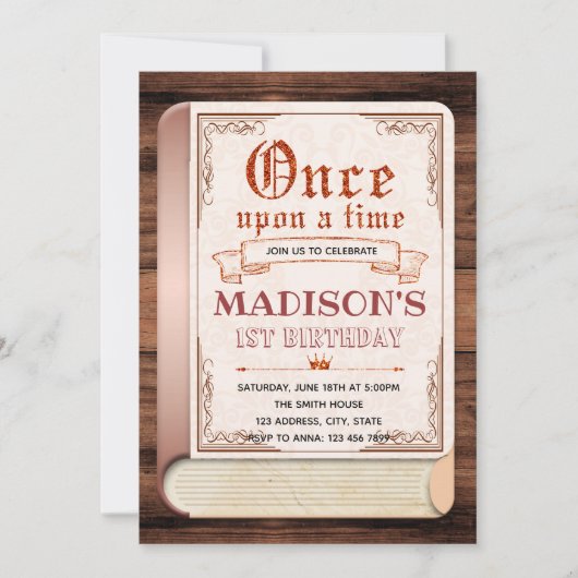 おとぎ話の本の誕生日の招待状 招待状 (正面)