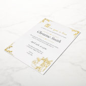 おとぎ話の本をテーマにした本金ゴールド赤ちゃんシャワー 箔招待状 (回転した状態)