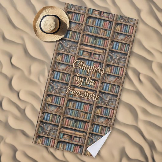 おとぎ話の本棚パターン ビーチタオル