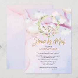 おとぎ話の森うさぎピンク |メールによるベビーシャワー 招待状