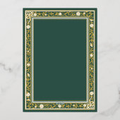 おとぎ話の森の緑と金ゴールドの赤ちゃんシャワー 箔招待状 (裏面)