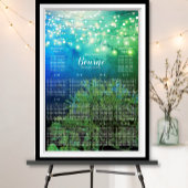 おとぎ話の森の青い緑の木の座席表 ポスター