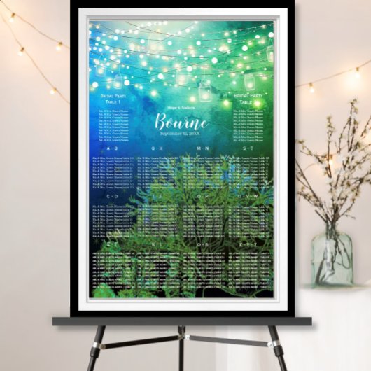 おとぎ話の森の青い緑の木の座席表 ポスター