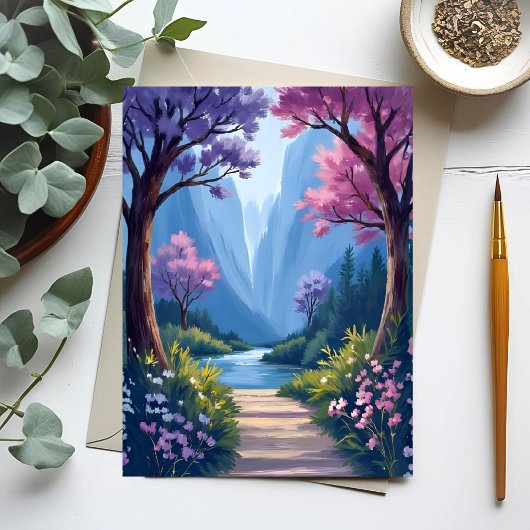 おとぎ話の森｜魔法の花と自然の風景 ポストカード