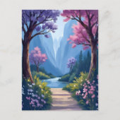 おとぎ話の森｜魔法の花と自然の風景 ポストカード (正面)
