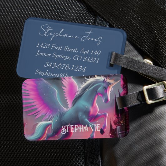 おとぎ話の水の色ユニコーンペガコーンバックパック ラゲッジタグ