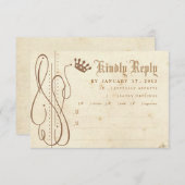 おとぎ話の渦巻の結婚式招待状RSVP 出欠カード (正面/裏面)