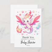 おとぎ話の炎のドラゴンベビーシャワー サンキューカード (正面/裏面)