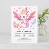 おとぎ話の炎のドラゴン1st誕生日 招待状 (スタンド正面)