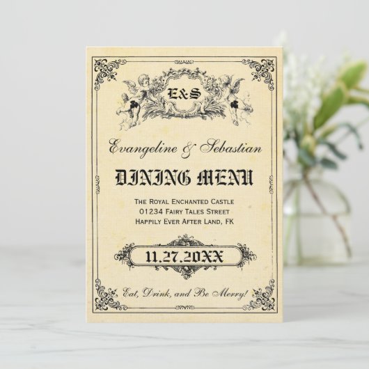 おとぎ話の物語の本の結婚式メニューカード メニュー (スタンド正面)