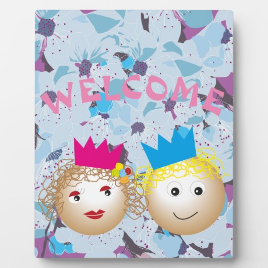 おとぎ話の王子様とお姫様、 花の花 フォトプラーク (正面)