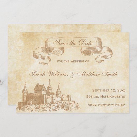 おとぎ話の結婚式の保存日付 セーブザデート (正面/裏面)