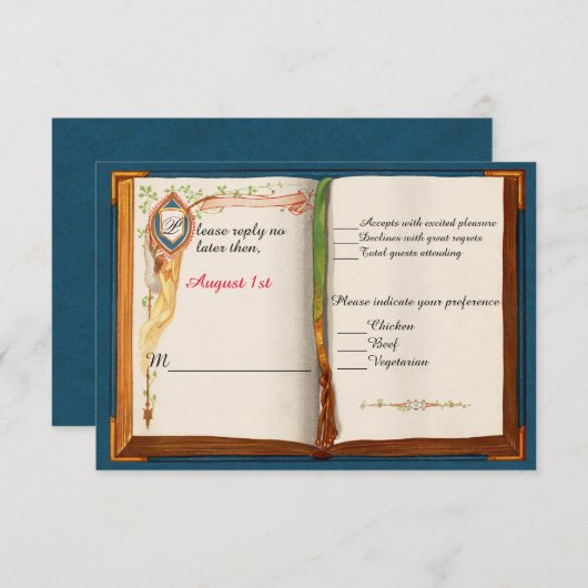 おとぎ話の結婚式の応答カード 出欠カード (正面/裏面)