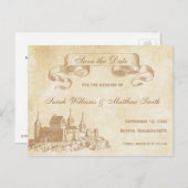 おとぎ話の結婚式の日付のはがきを保存 案内ポストカード (正面/裏面)